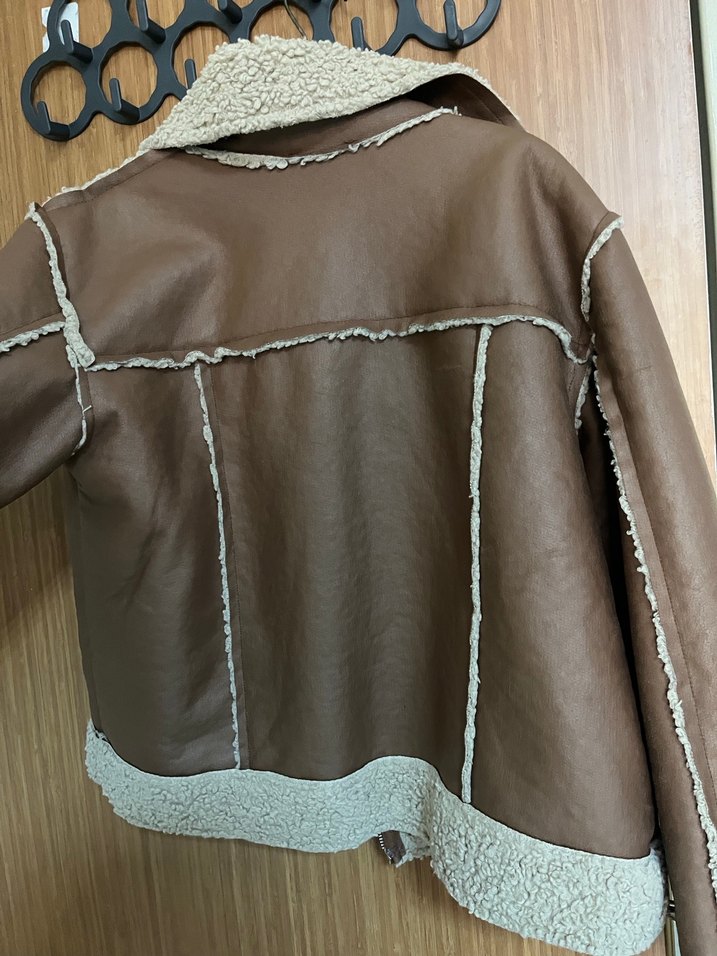 Kahverengi Kürklü Deri Kadın Ceket - Görsel 2