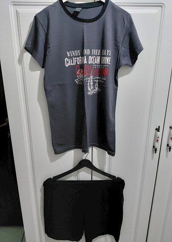 Gri Baskılı Kısa Kollu Erkek Pijama Takımı - Görsel 2