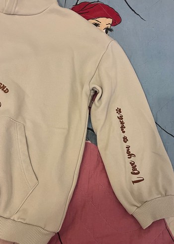 Bej Kapüşonlu Kız çocuk  Sweatshirt Köpek Baskılı - Görsel 5