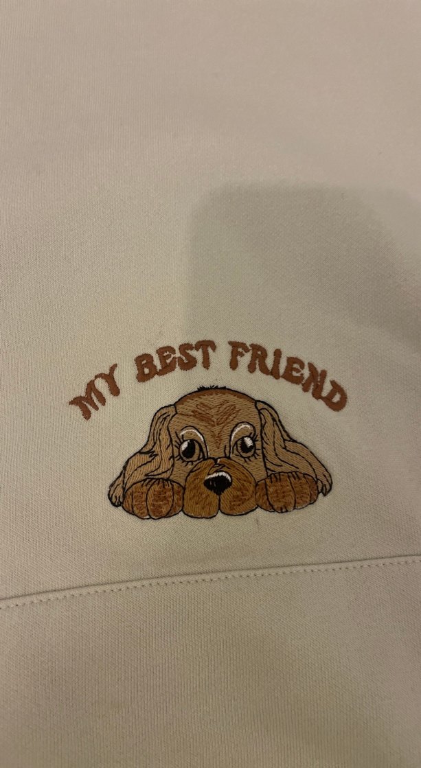 Bej Kapüşonlu Kız çocuk  Sweatshirt Köpek Baskılı - Görsel 2