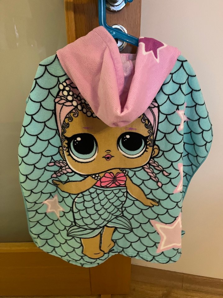 Kız Çocuk Turkuaz Desenli Detaylı Panço - Görsel 2