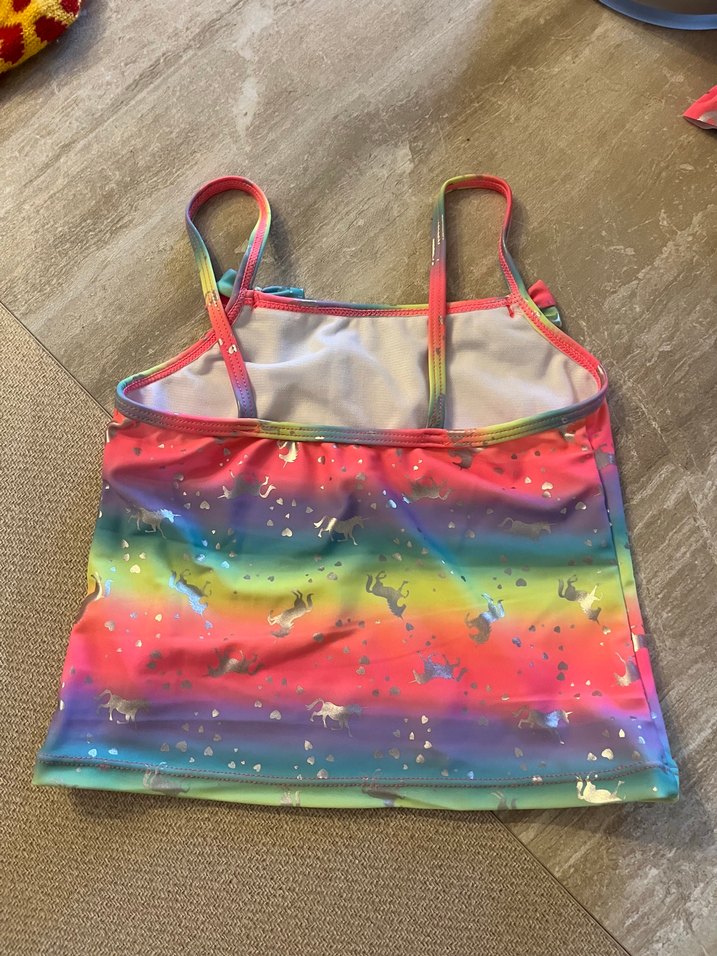 Kız Çocuk Renkli At Desenli Askılı Mayo Üstü ve altı - Görsel 2