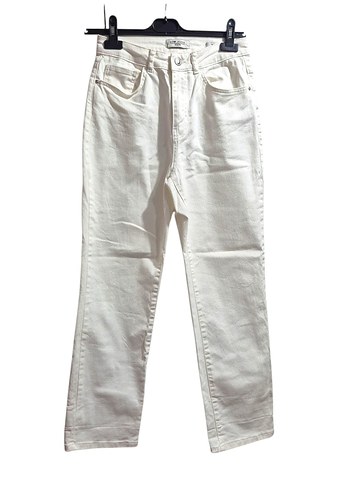 Beyaz Regular Fit Kadın Kot Pantolon