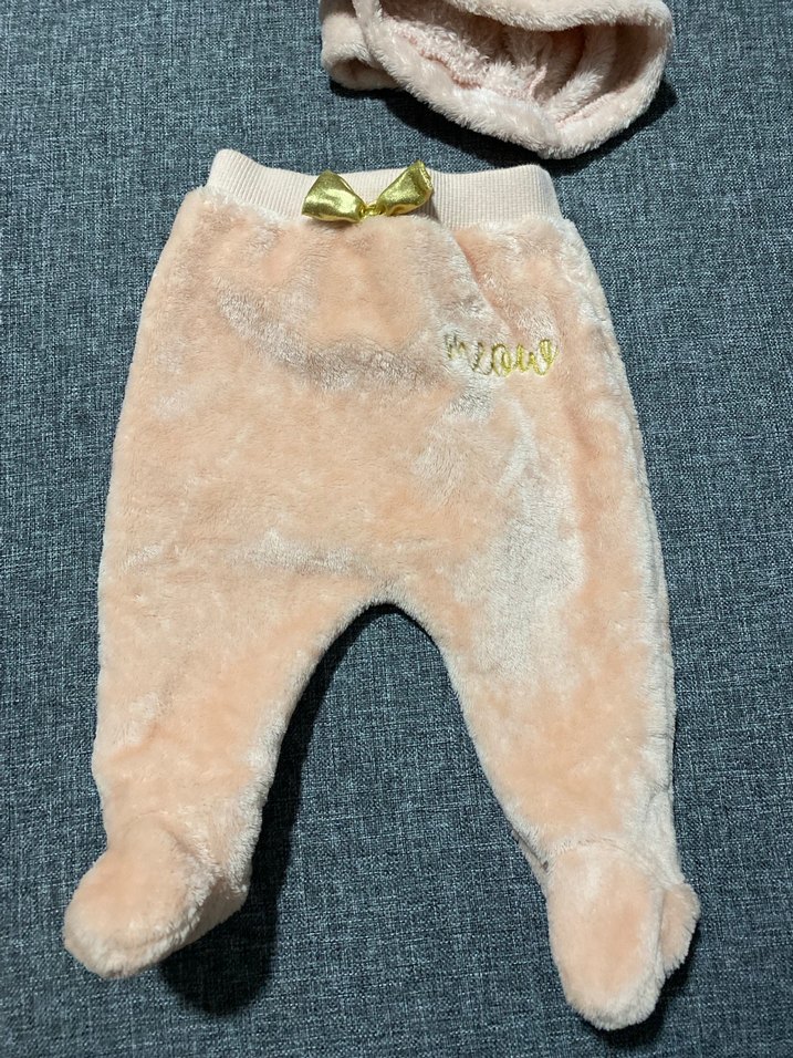 Peluş Kapüşonlu Pembe Bebek takım - Görsel 3