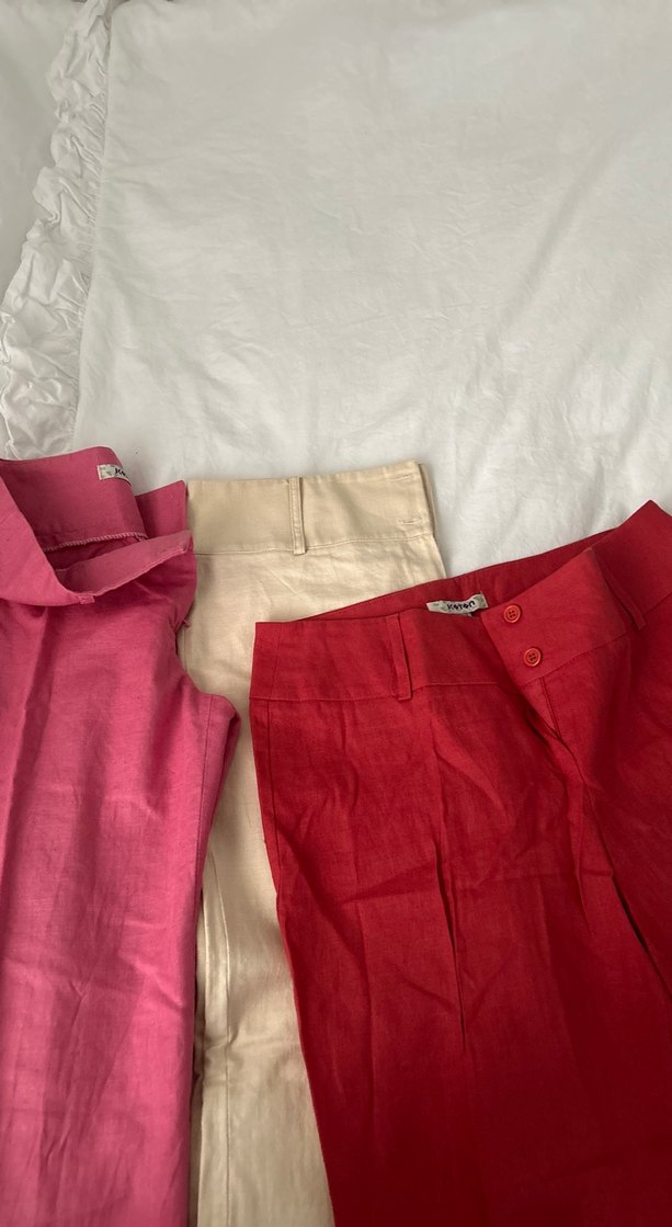 Kadın Koton  Keten Midi Boy döküm duran 3 pantolon - Görsel 5