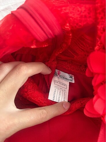 kırmızı gül desenli nişan düğün abiye elbise - Görsel 4