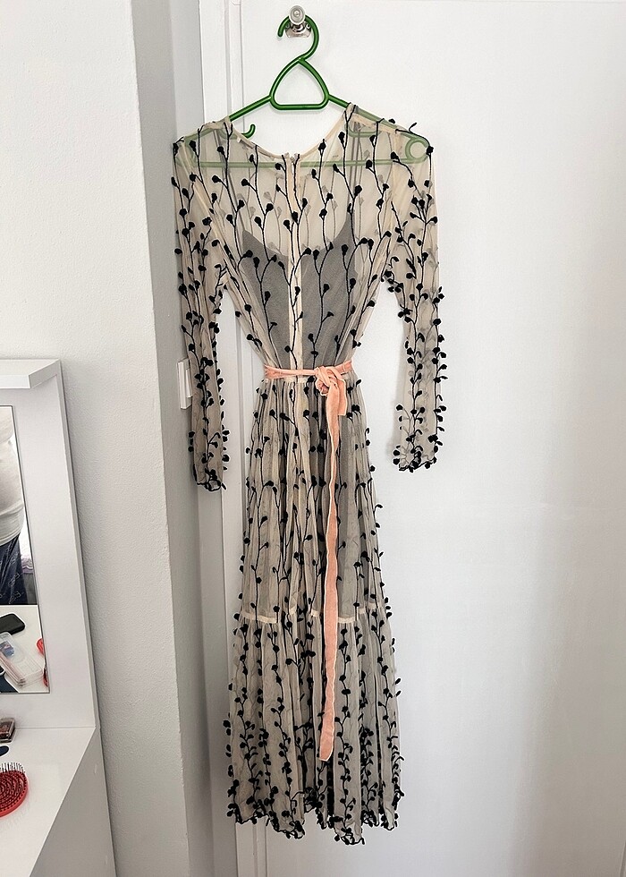 Uterque tül elbise gül dokulu - Görsel 4