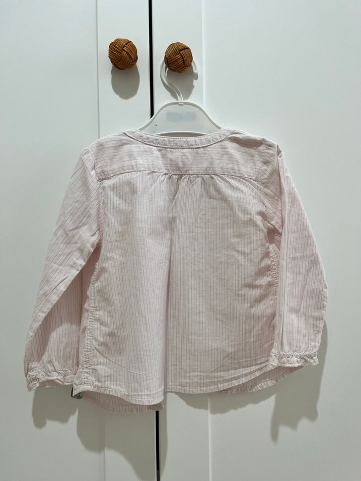 Kız Çocuk Düğmeli Uzun Kollu Pembe Gömlek - Görsel 4