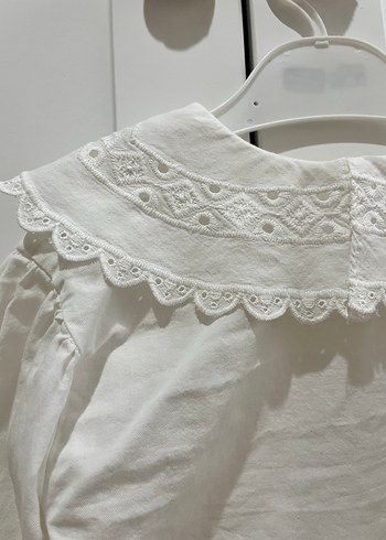 Kız Çocuk Beyaz Fırfırlı Keten Gömlek - Görsel 2