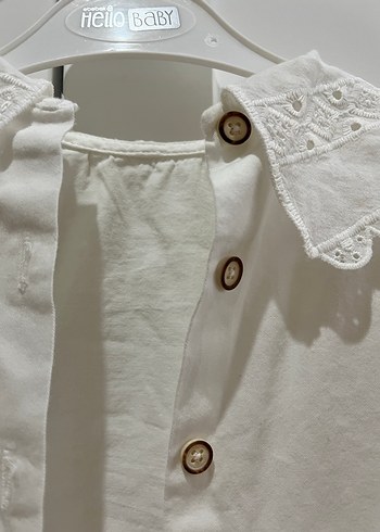 Kız Çocuk Beyaz Fırfırlı Keten Gömlek - Görsel 4