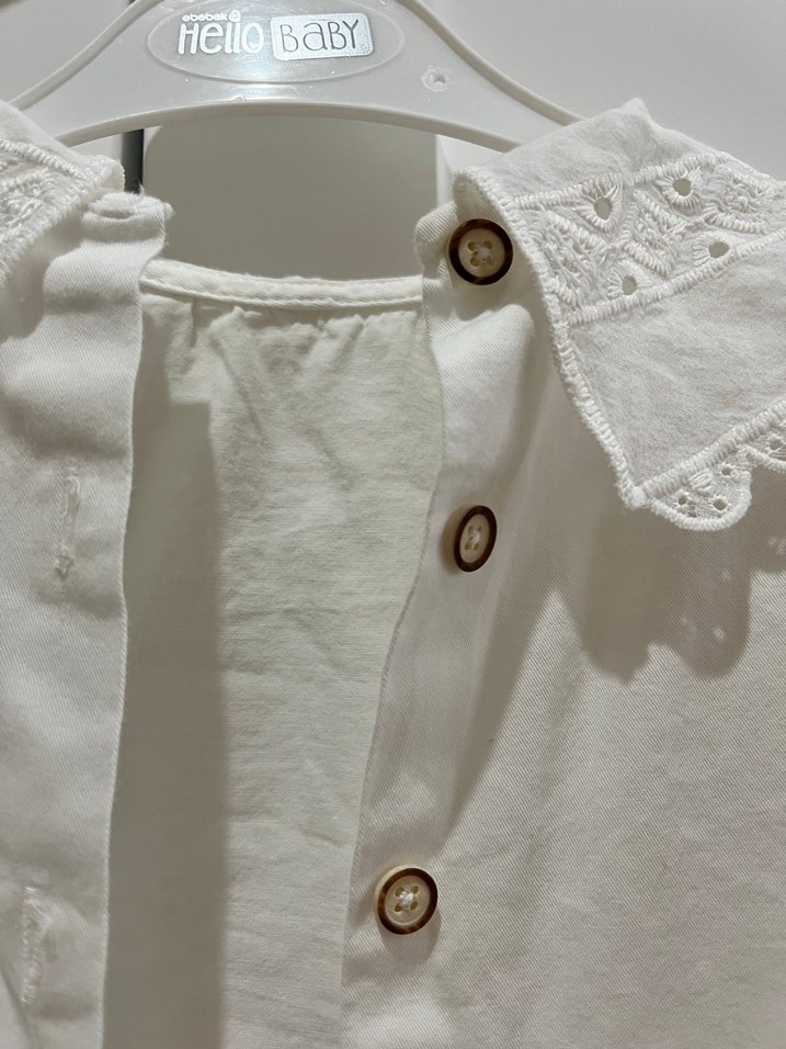 Kız Çocuk Beyaz Fırfırlı Keten Gömlek - Görsel 4