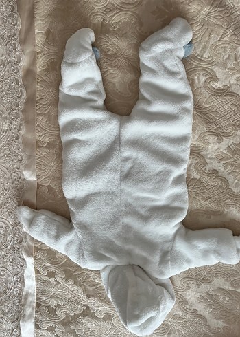 Gri Detaylı Beyaz Erkek Bebek Tulumu - Görsel 4