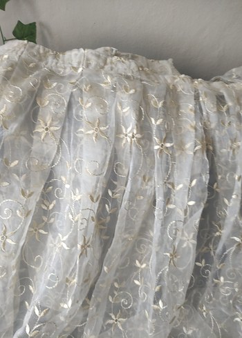 Bohem İşlemeli Beyaz Gri Tül Perde - Görsel 2