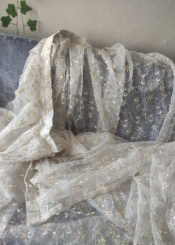 Bohem İşlemeli Beyaz Gri Tül Perde - Görsel 7