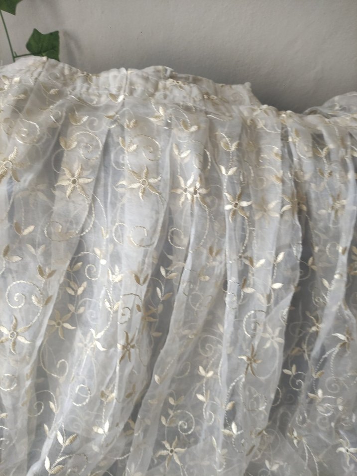 Bohem İşlemeli Beyaz Gri Tül Perde - Görsel 2