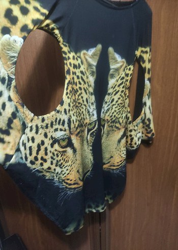 Leopar Desenli Kahverengi Kedi Giysisi - Görsel 2