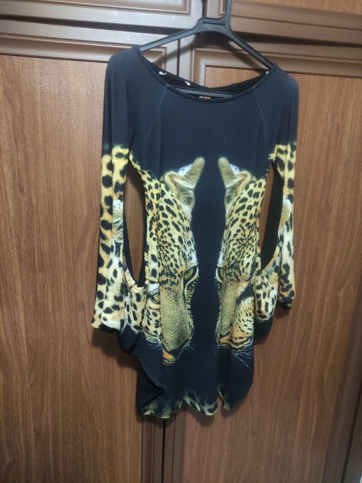 Leopar Desenli Kahverengi Kedi Giysisi - Görsel 3