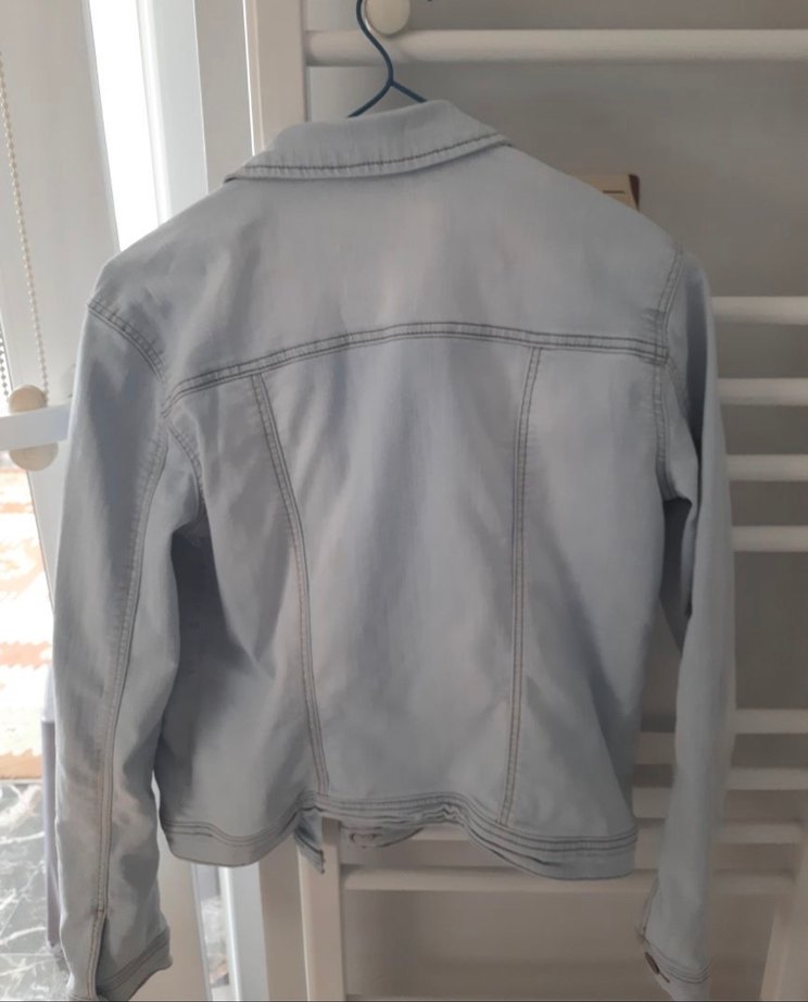 Gri Düğmeli Kadın Denim Ceket - Görsel 3