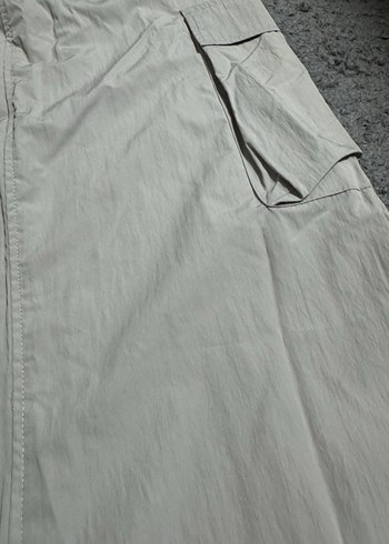 Gri Kadın Keten paraşüt Uzun Etek - Görsel 4