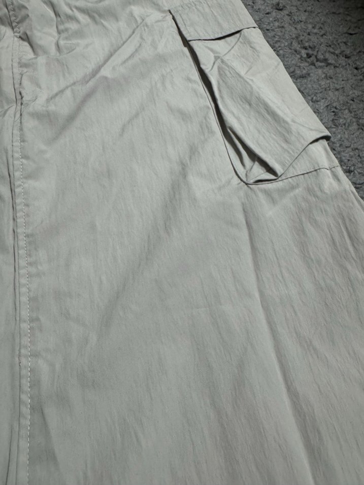 Gri Kadın Keten paraşüt Uzun Etek - Görsel 4