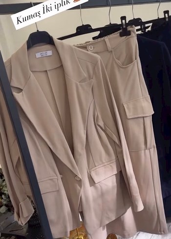 Bej Kadın Ofis Takımı Notch Yaka - Görsel 2