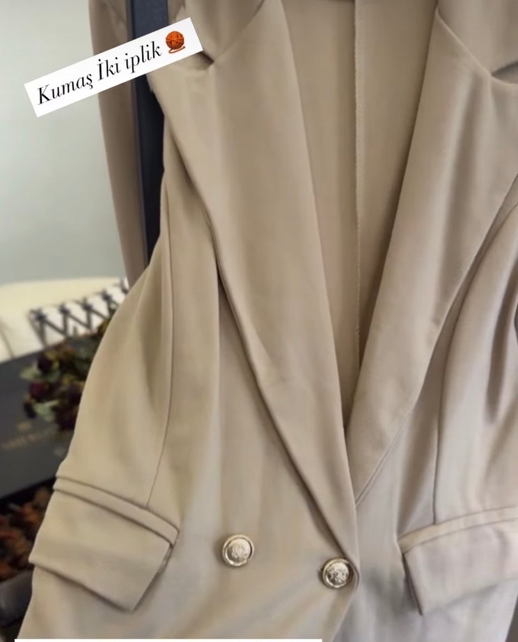 Bej Kadın Ofis Takımı Notch Yaka - Görsel 3