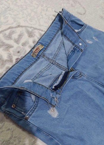 Mavi Düğmeli Rahat Kesim Midi Kot Pantolon - Görsel 2