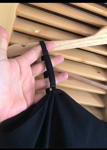 Diğer Drapeli Siyah Midi Straplez Elbise