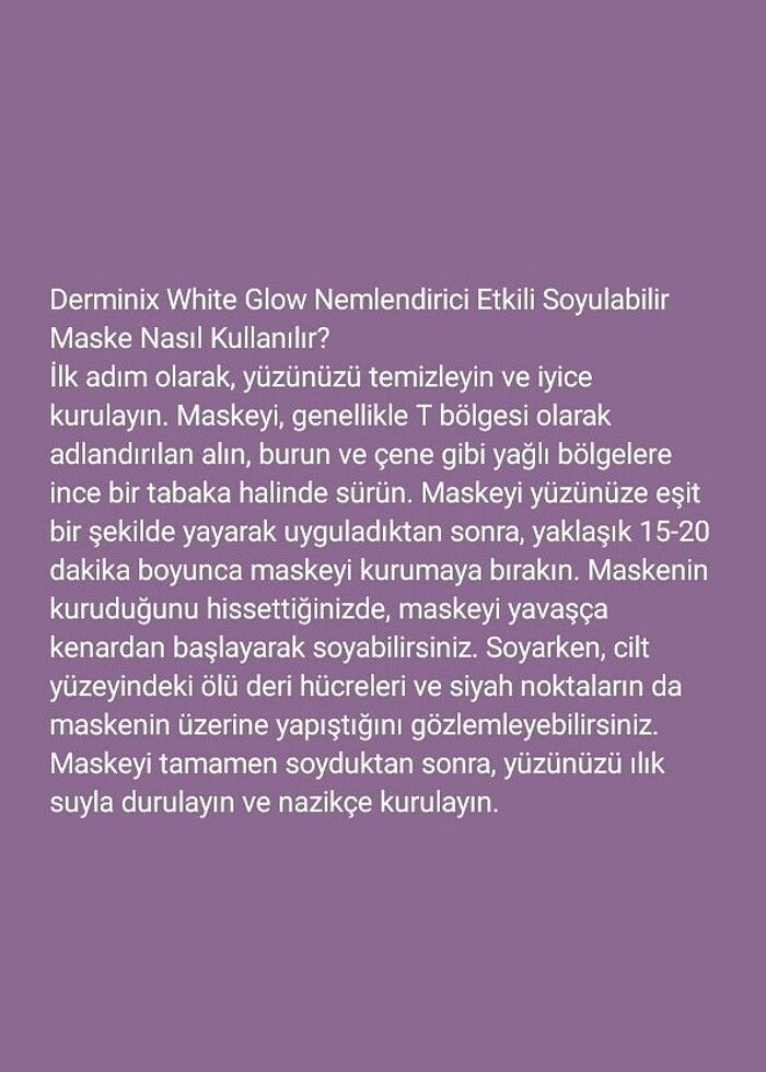 DERMİNİX WHİTE GLOW NEMLENDİRİCİ ETKİLİ MASKE - Görsel 3