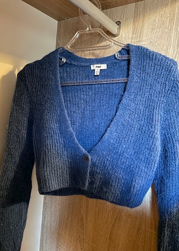 Trendy Denim Mavi V Yaka Hırka