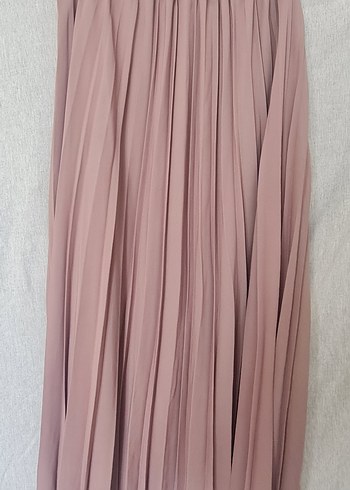 Diğer Toz Pembe Pilili Uzun Kadın Etek