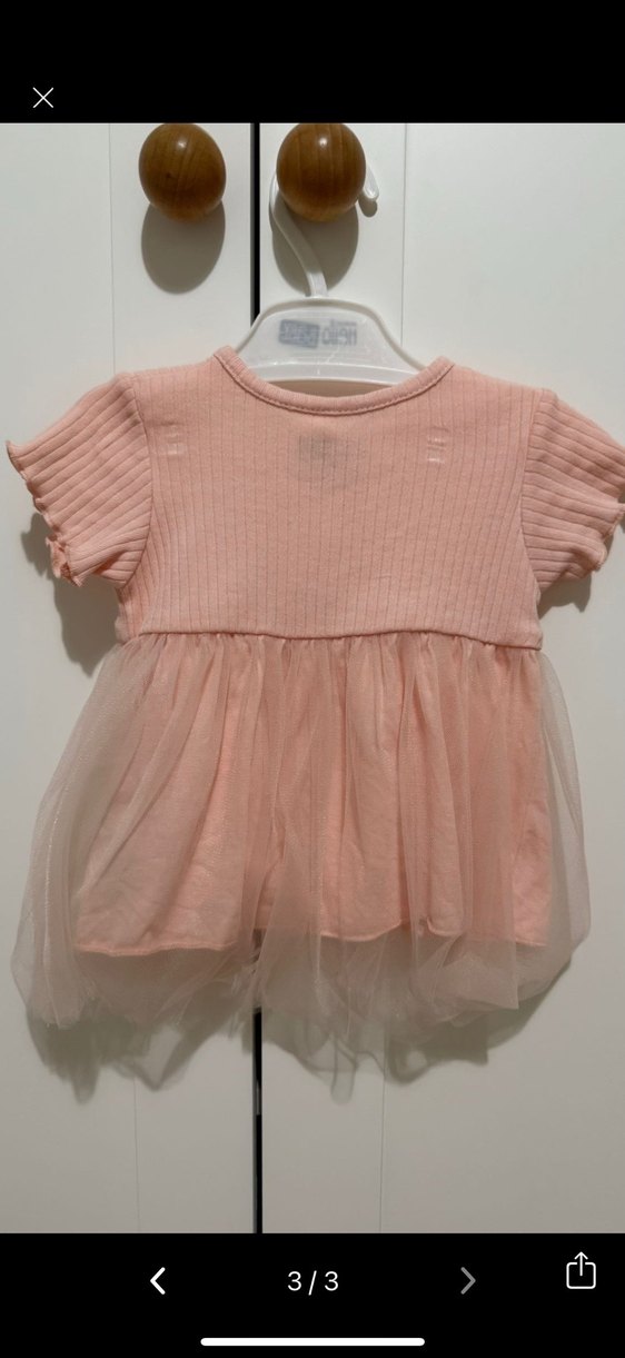 Kız Çocuk Pembe Kısa Kollu Fırfırlı Elbise - Görsel 2