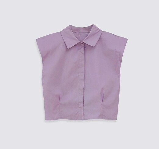 vatkali crop askili lila kadin gomlek
