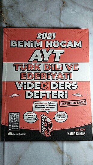 Benim Hocam AYT Edebiyat Video ders defteri 2021 Basım