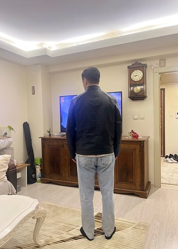 Siyah Deri Erkek Ceket - Görsel 2