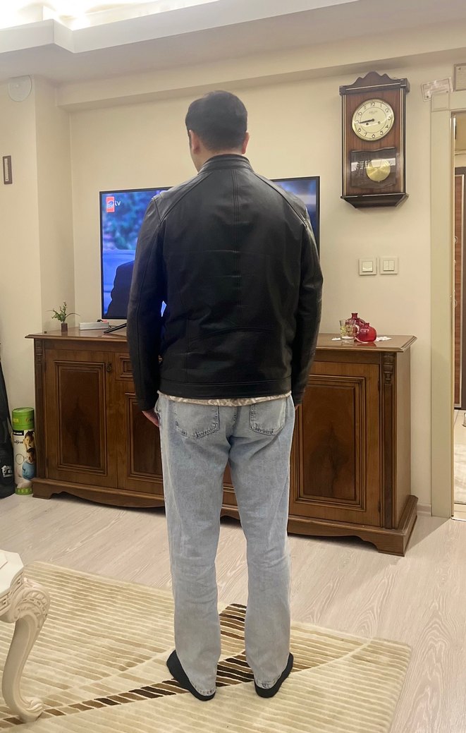 Siyah Deri Erkek Ceket - Görsel 3