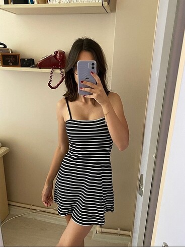 34 Beden H&M çizgili elbise