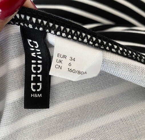 34 Beden siyah Renk H&M çizgili elbise