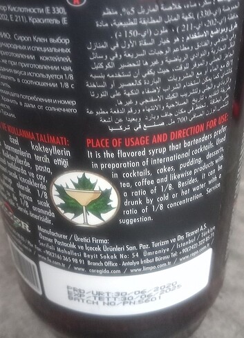 Beden siyah Renk Akçaağaç şurubu sıfır kullanılmamış