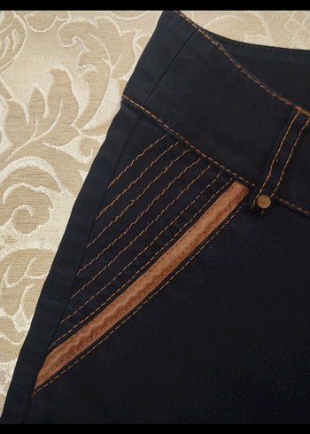 l Beden Kahverengi Kemerli Kadın Denim Pantolon