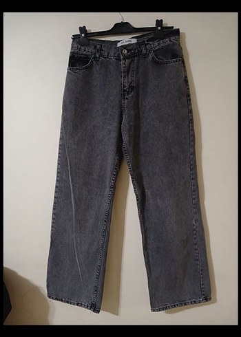 Pull and Bear Gri Rahat Kesim Midi Kot Pantolon