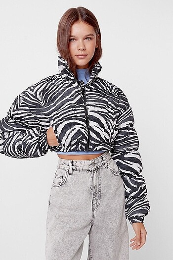 Bershka zebra desenli mont
