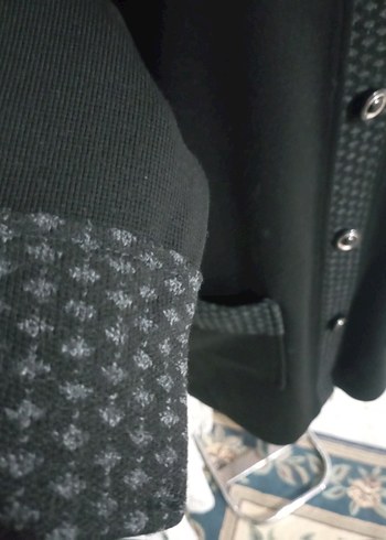 Düğmeli Siyah Midi Büyük Beden Ceket - Görsel 4