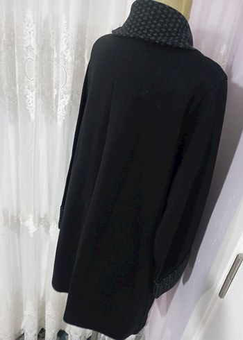 Düğmeli Siyah Midi Büyük Beden Ceket - Görsel 6