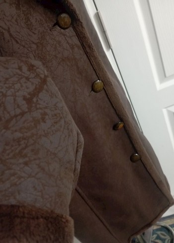 Kahverengi Uzun Deri Kadın Kaban - Görsel 3