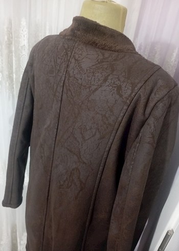 Kahverengi Uzun Deri Kadın Kaban - Görsel 5