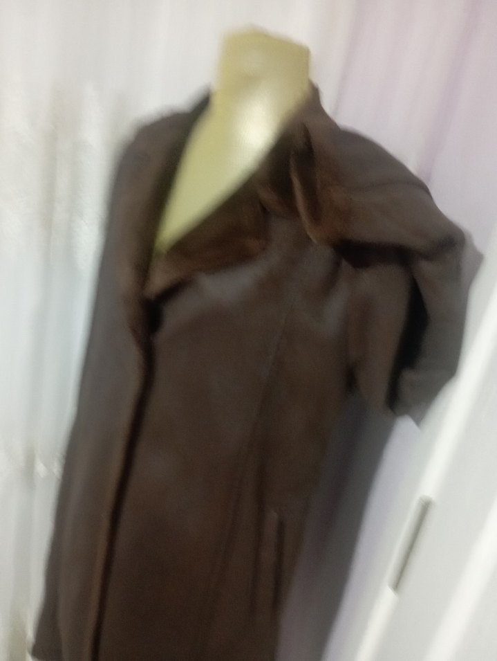 Kahverengi Uzun Deri Kadın Kaban - Görsel 2