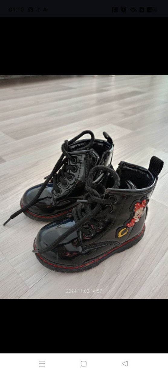 Kız Çocuk Siyah Rugan Minnie Nakışlı Bot - Görsel 3