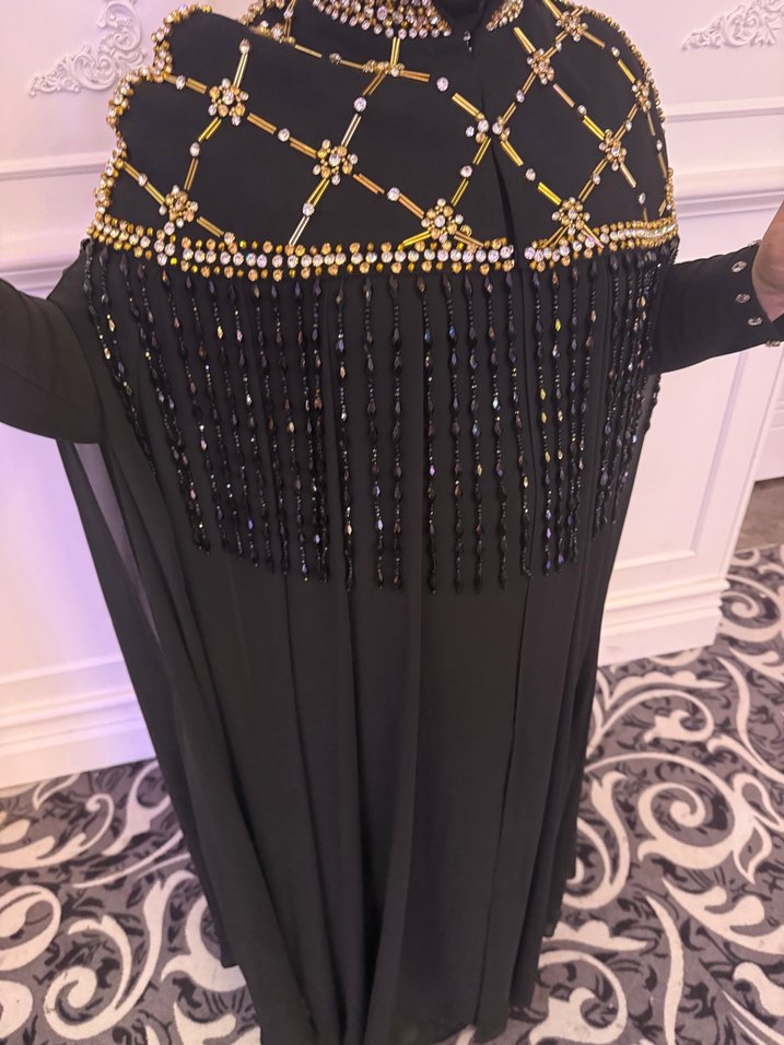 Boncuk İşlemeli Siyah Kadın ABİYE - Görsel 4