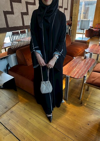 Su yeşili düğmeli abaya - Görsel 5